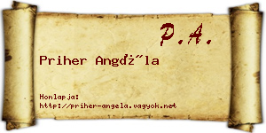 Priher Angéla névjegykártya